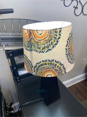 Printed Medallion Drum Shade Table Lamp - Multicolor